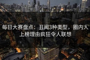 每日大赛盘点：丑闻3种类型，圈内人上榜理由疯狂令人联想