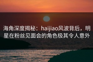 海角深度揭秘：haijiao风波背后，明星在粉丝见面会的角色极其令人意外