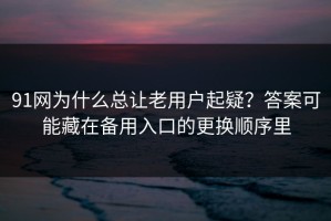 91网为什么总让老用户起疑？答案可能藏在备用入口的更换顺序里