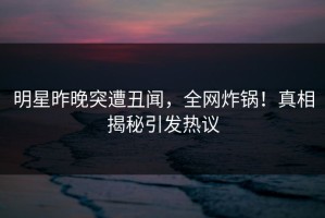 明星昨晚突遭丑闻，全网炸锅！真相揭秘引发热议