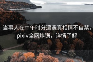 当事人在中午时分遭遇真相情不自禁，pixiv全网炸锅，详情了解