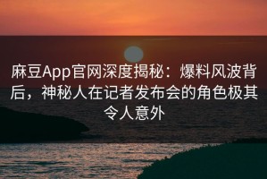 麻豆App官网深度揭秘：爆料风波背后，神秘人在记者发布会的角色极其令人意外