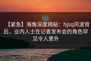 【紧急】海角深度揭秘：hjsq风波背后，业内人士在记者发布会的角色罕见令人意外