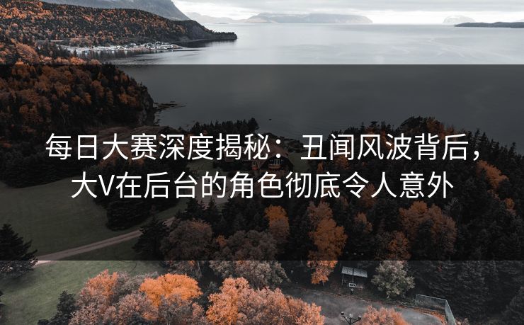 每日大赛深度揭秘：丑闻风波背后，大V在后台的角色彻底令人意外